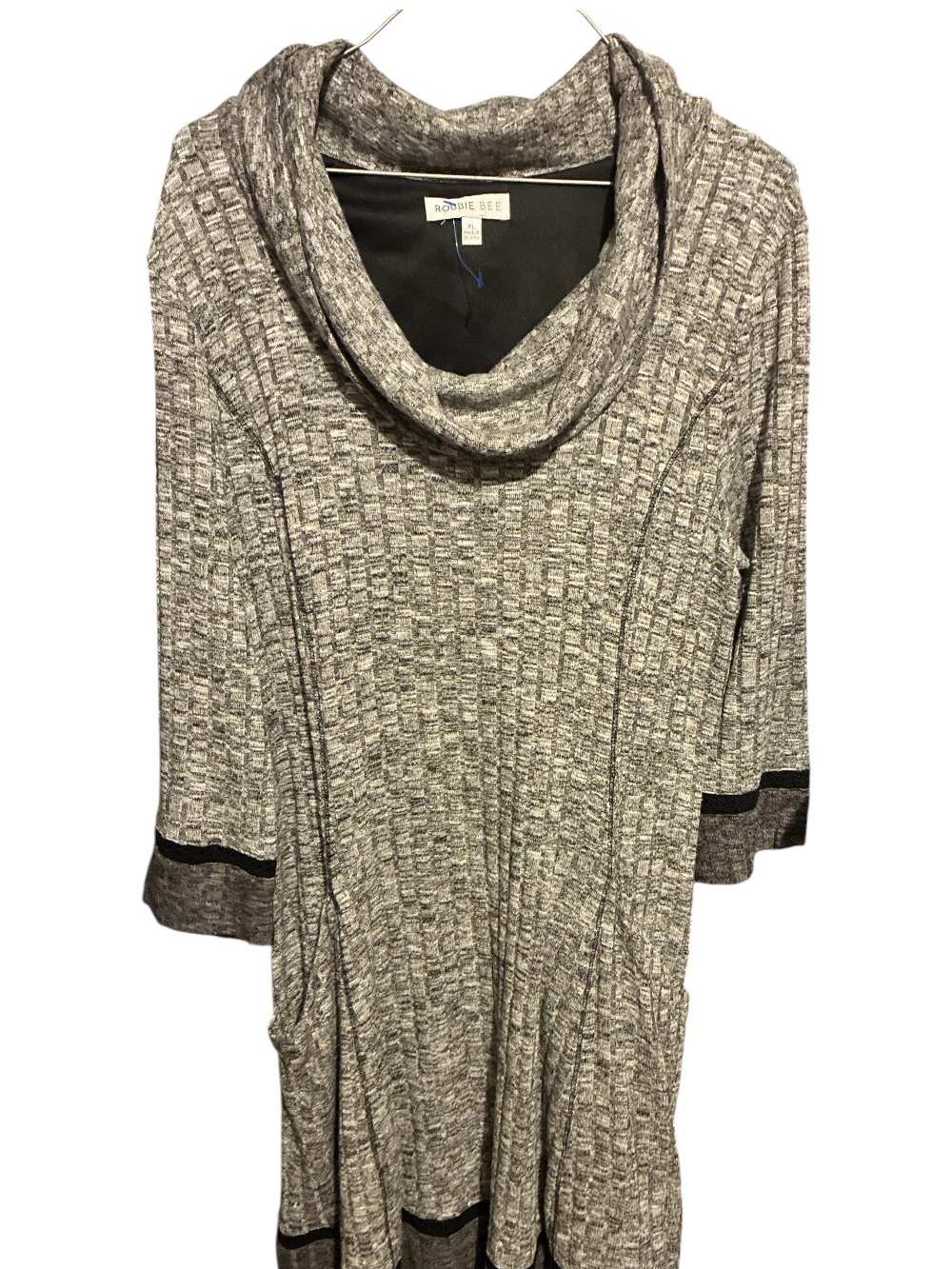 Robbie bee Women's Gray Cowl Neck Sweater Dress